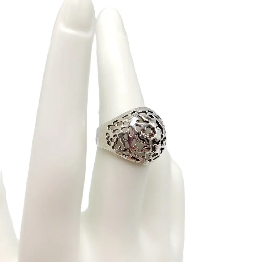 Sterling Silver .925 Filigree Dome Ring Size 6.5 Vintage